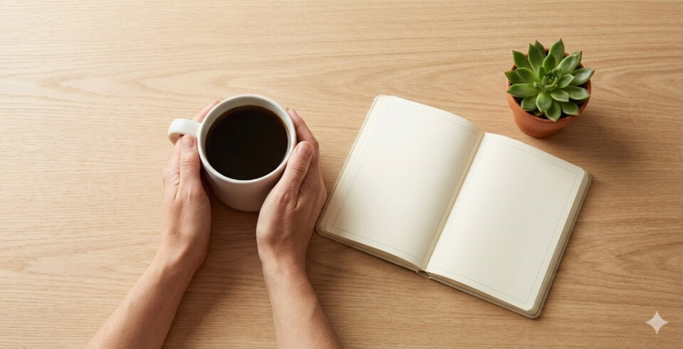 img - coffee with book on the table