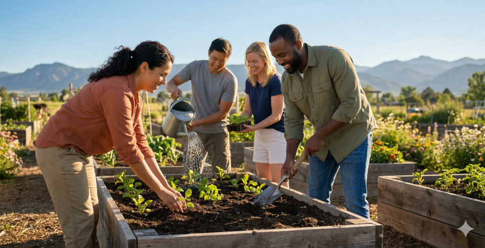 img - group of friends doing gardening