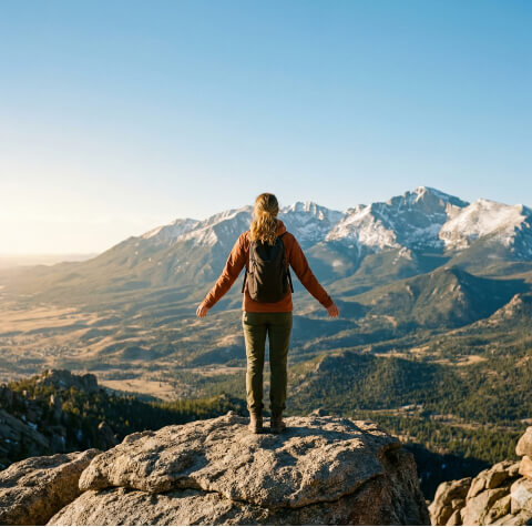 img - standing at the top of the mountain