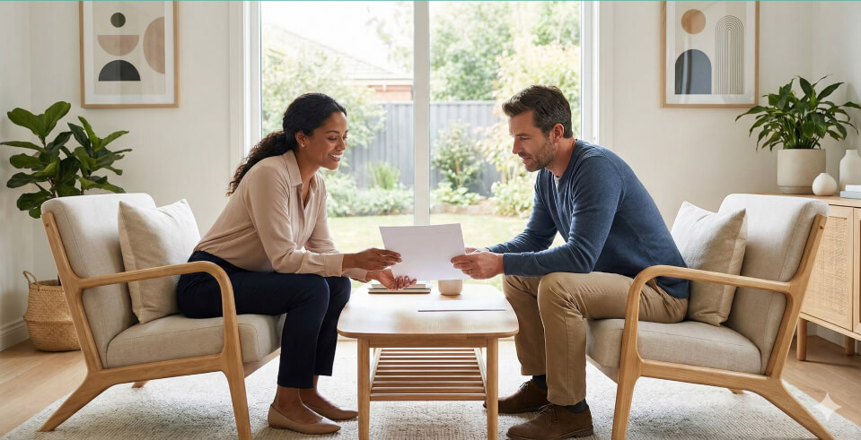 img - woman talking to a man