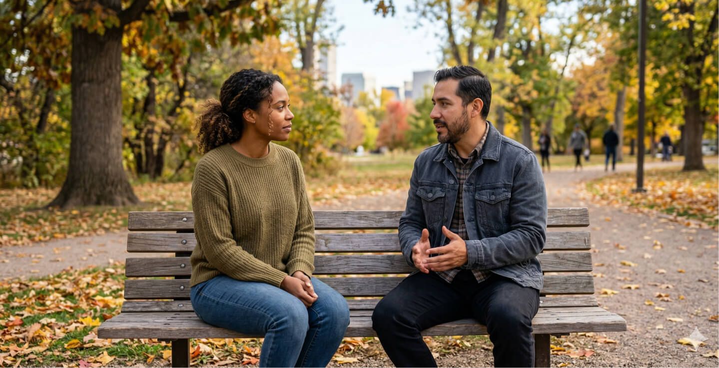 couple having a chat outdoor