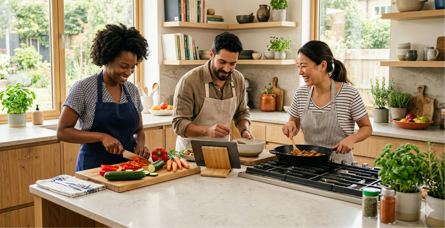 people cooking in the kitchen